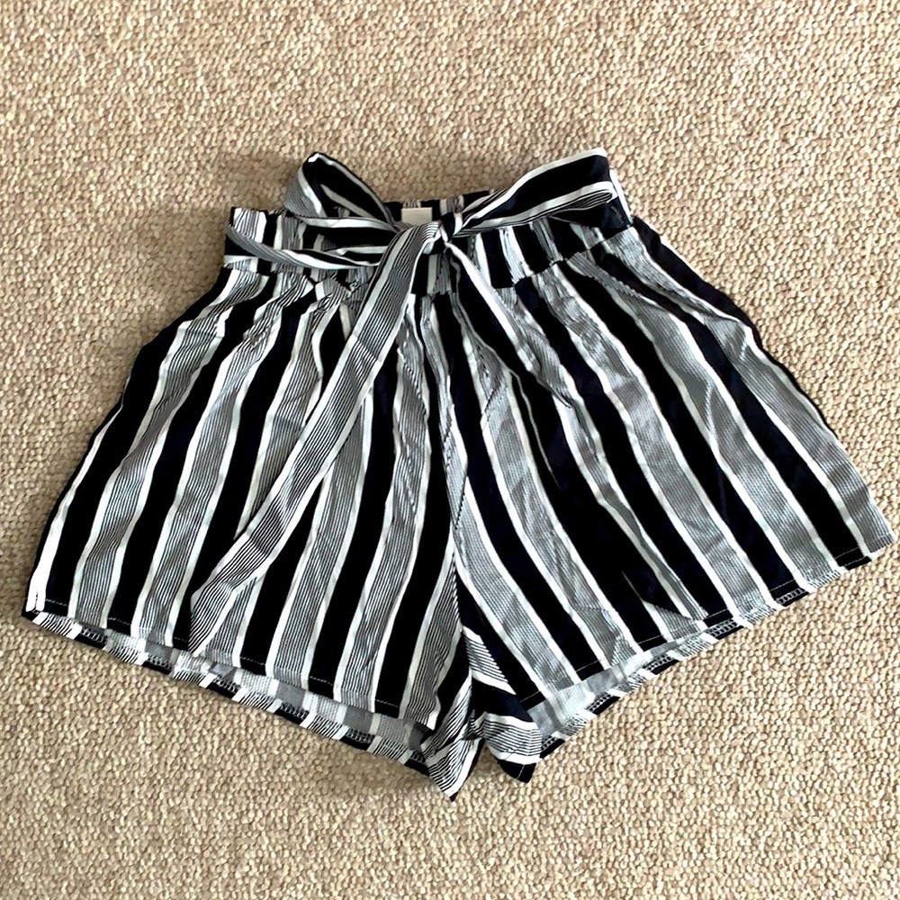Black and White Striped Shorts